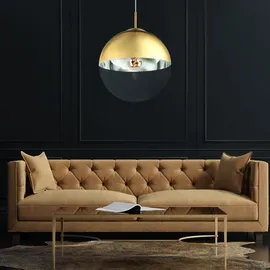 GLOBO Kugel Hängelampe gold Lampen Wohnzimmer hängend Pendelleuchte Glasschirm 1 Flammig, Metall klar, 1x E27, DxH 30x120cm
