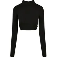 URBAN CLASSICS Ladies Organic Cropped Turtelneck Longsleeve in Schwarz,