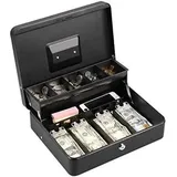 Ersandy - Abschließbare Metall-spardose Für Geld, Münzen Und Sicherheit, Große Geldkassette Mit Schloss – Neue Metall-spardose – Schwarz
