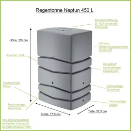 Prosperplast Regenwasserbehälter Aqua Tower 450 l hellgrau