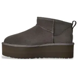 UGG Australia UGG für Damen. 1135092 Klassische Ultra Mini Plateau-Stiefel aus Leder dunkelgrau (40), 5 bis 8 cm, Keine, Lässig