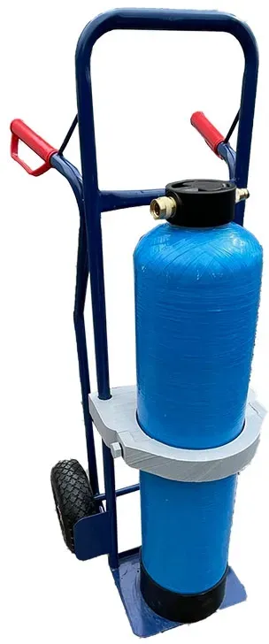 Axis Line Flaschenwagen 2.0 mit Schiebemechanismus für rückenfreundliches Flaschen entleeren für Mischbettharz Flasche 25 Liter