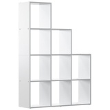 Livinity Treppenregal Aramis 9 Fächer Weiß, 103,5 x 144 cm, Standregal weiß mit 9 Fächer