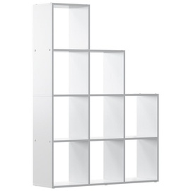 Livinity Treppenregal Aramis 9 Fächer Weiß, 103,5 x 144 cm, Standregal weiß mit 9 Fächer