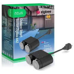 Nous, Outdoor Smart Steckdose, A4Z, Cloud-Unabhängig, Zigbee2MQTT, IP44, 3680W, 2 Anschlüsse, 16A