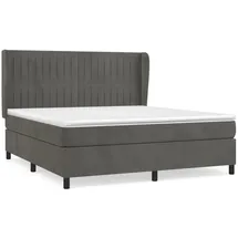 vidaXL Boxspringbett mit Matratze Dunkelgrau 160x200 cm Samt1372958