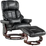 MCombo Relaxsessel Fernsehsessel 360° drehbar Massagesessel mit Fußhocker 9068 - Schwarz