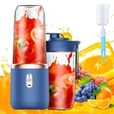 WDKXCN Tragbarer Mixer, 400ML Tragbarer MixerSmoothie Maker mit 6 Klinge, Portable Blender Smoothie Maker mit Tassen, Bürste, Mini Mixer to Go für die Zubereitung von Milchshakes, Säften, Smoothies