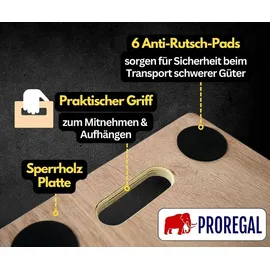 Proregal Mega Deal 4x Profi Transportroller mit 6 Rollen | HxBxT 11x30x68cm | Traglast 300kg | Sperrholzplatte | Braun