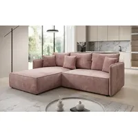 Luxusbetten24 Schlafsofa Designer Sofa Marlen in Cord, mit Stauraum und Schlaffunktion rosa