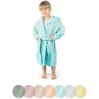 Ehrenkind® Bademantel Kinder mit Kapuze 100% Bio-Baumwolle | Kinderbademantel | Junge Mädchen | Größe 134/140 Poolblau - 134-140