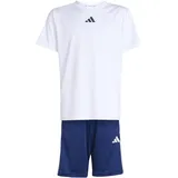 Adidas Train ESSENTIALS 3-STRIPES T-SHIRT SET, white/dark blue, 13-14 Years