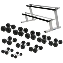 Sport-Thieme Kompakthantel-Set Gummi Hex Kurzhanteln 1-20 kg bunt