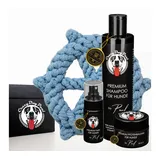 CrazyDogPaul Pfotenpflege Geschenk für Hunde - Fellpflege Box mit Hundespielzeug-Steuerrad, (1 x Hundeshampoo, 1 x Fellpflegespray, 1 x Pfotenbalsam, 1 x Spielzeug, 1-St)