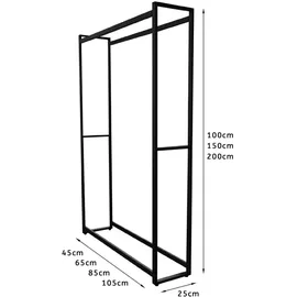 Montixx Kaminholzregal Metall 45 x 25 x 200 cm Schwarz