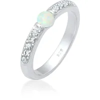 ELLI PREMIUM Verlobungsring Glas Kristalle Synthetischer Opal 925 Sterling Silber silberfarben 58 mm