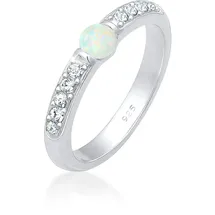 ELLI PREMIUM Verlobungsring Glas Kristalle Synthetischer Opal 925 Sterling Silber silberfarben 58 mm