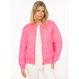 Zwillingsherz Bomberjacke ZWILLINGSHERZ ""Be Happy"", Damen, Gr. M, neon pink, Steppware, Obermaterial: 100% Polyester, regular fit kurz, angesetztes Bündchen, Jacken Bomberjacke