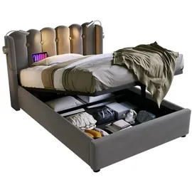 odikalo Polsterbett 90 x 160 cm Beige/Grau