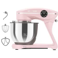 KLAMER Küchenmaschine 1800W, Knetmaschine Brotteig mit Edelstahl-Rührschüssel 6 L, 10 Stufen mit Timer, Planetenrührwerk, Rührbesen, Knethaken... - Rosa