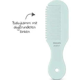 Philips AVENT Babypflege-Set – Starter-Set mit 9 Zubehörteilen: Nagelknipser, Schere, 3 Nagelfeilen, Kamm, Haarbürste, Nasensauger und Fingerzahnbürste (Modell SCH401/00)