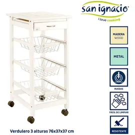 San Ignacio Kinvara Gemüseregal aus Holz, Metall, 3 Etagen, weiß