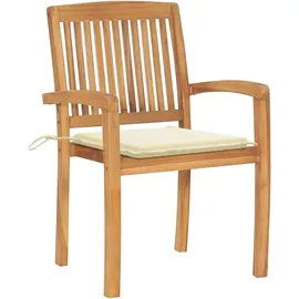 vidaXL Stapelbare Gartenstühle mit Kissen 59,9 x 96,1 x 27,8 cm braun 4 St.