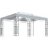 vidaXL Pavillon 3 x 4 m weiß inkl. Doppeldach & LED-Lichterkette