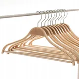 Kadax Kleiderbügel aus Holz mit eingekerbten Schultern, Hosensteg, platzsparende Garderobenbügel für Hosen, Rock, Hemd, Anzug, rutschfest, 360°drehbarer Metallhaken (6)