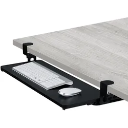 Relaxdays Tastaturablage, 65 x 24 cm, ausziehbar, klemmbar, ergonomisch, Tastatur Schublade Unterbau, modern, schwarz