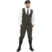 shoperama 20er Jahre Anzug Knickerbocker Herren-Kostüm Oliv-Schwarz Weste Schiebermütze The Roaring Twenties 20's, Größe:46 - 46