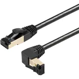 Maxtrack TI49-3L RJ45 Netzwerkkabel, Patchkabel CAT 8.1 S/FTP 3 m Schwarz 90° nach oben gewinkelt, ammoniakbeständig, Einzelschirm