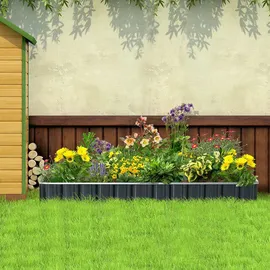 Outsunny Hochbeet DIY Gartenbeet mit T-Form-Pflanzenschilder Handschuhe Stahl
