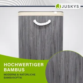 Juskys Bambus Wäschekorb Curly - Grau