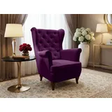 beautysofa Ohrensessel FALCO Chesterfield Textil 82 x 102 x 92 cm Lila
