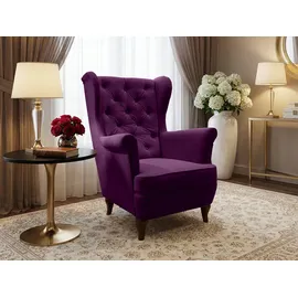 beautysofa Ohrensessel FALCO Chesterfield Textil 82 x 102 x 92 cm Lila