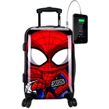 TOKYOTO Kinderkoffer Kinder-Trolley für Mädchen & Jungen 55x35x20 cm/Koffer Handgepäck Hartschalenkoffer, Reisekoffer klein Reisetasche Kinder mit TSA-Schloss & USB-Anschluss Spider Boy