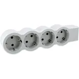 Legrand Flache Steckdosenleiste, 4-fach Steckdose, Mehrfachsteckdose, ohne Kabel, Ultraweiß/Grau, 694575