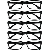 OPULIZE Die Lesebrille Unternehmen Schwarz Wert 5er-Pack Herren Frauen Designer Stil Leser RRRRR92-1 +1,00