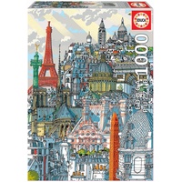 Educa Citypuzzle Paris, 1000 Teile Puzzle für Erwachsene und Kinder ab 10 Jahren, Städtepuzzle, Fankreich,