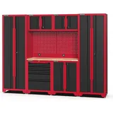 feistos Werkstatteinrichtung Novo 2 Metall Werkstattschrank schwarz | rot 45,7x264x198cm