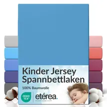 etérea Himmlische Qualität Spannbettlaken Jersey 80 x 180 cm blau