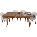 Tische Holztisch Metall Tisch Luxus Esstische Italienische Design Möbel Holz Neu - Braun