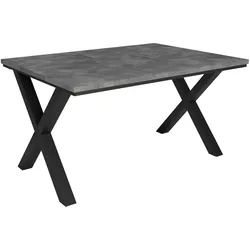SKRAUT HOME Esstisch, Küche, Esszimmer, 140x90x75cm, Für 6 Personen, Holzbeine, Industriestil, Zementgrau - 129_6