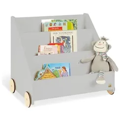 Pinolino Kinder-Bücherregal mit Rollen Lasse, grau