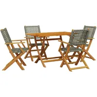 VidaXL 5-tlg. Garten-Essgruppe Grau Poly Rattan und Massivholz
