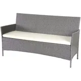 Mendler 3-Sitzer Poly-Rattan Gartenbank Halden, Sitzbank ~ grau, Kissen creme