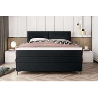 Stylefy Boxspringbett Maximus (Schlafzimmerbett, Bett), 140/160/180 x 200 cm, mit 2 Matratzen und Topper, Bettkasten schwarz