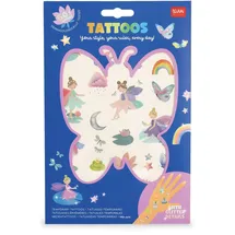 Legami - Temporäre Tattoos für Kinder, Fairy-Thema, abwaschbar, schweiß- und wasserfest, mit Glitzer-Details, leicht aufzutragen, hautfreundlich, dermatologisch getestet