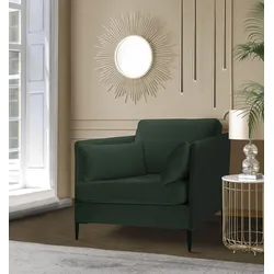 Sessel LEONIQUE "Light", grün, B:70cm H:83cm T:92cm, 100% Polyester, Sessel, inklusive loser Zierkissen, mit schmalen Armlehnen und Teleskopfüßen